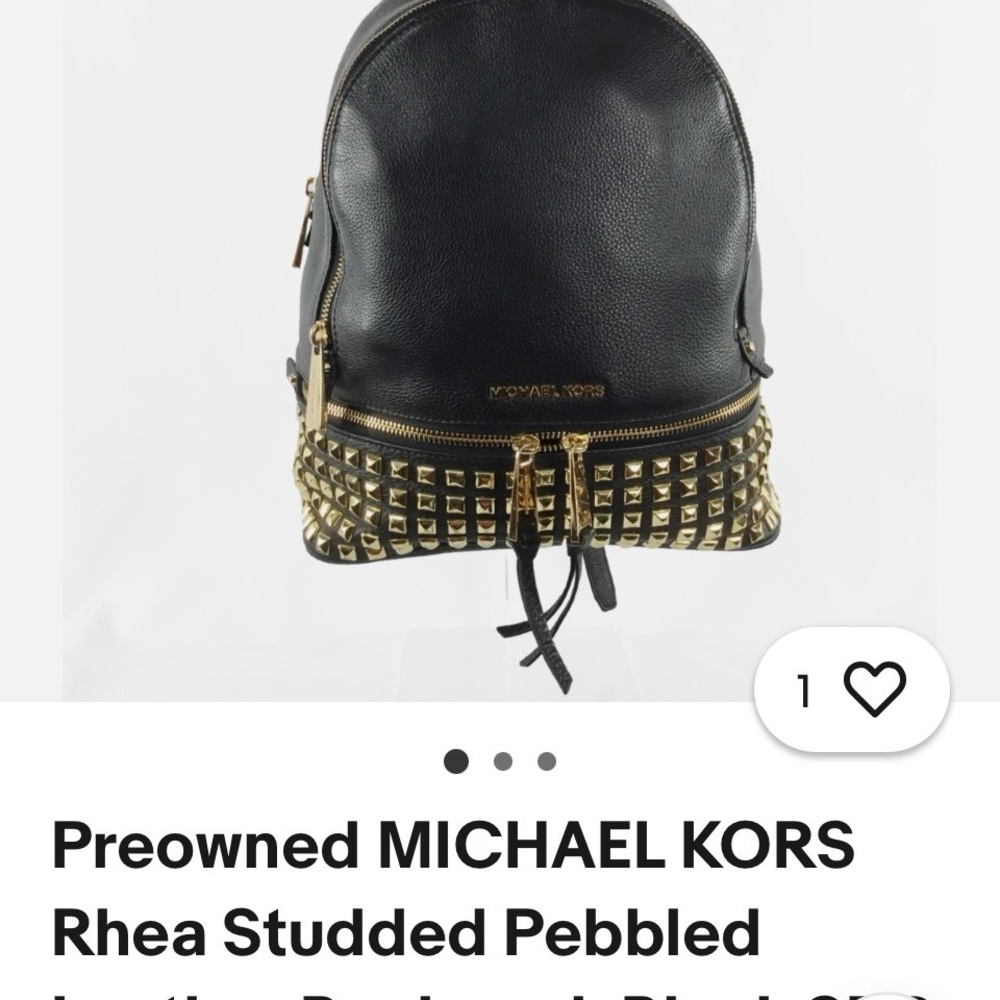 Michael Kors Black and Gold Pebbled Backpack